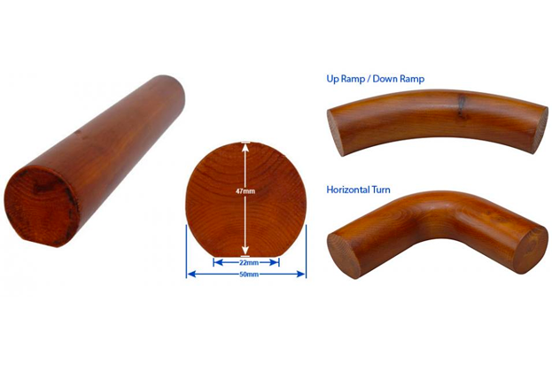 Solid Pine Including 3 Black Brackets Mopstick Handrail Kit 2.4 Metres